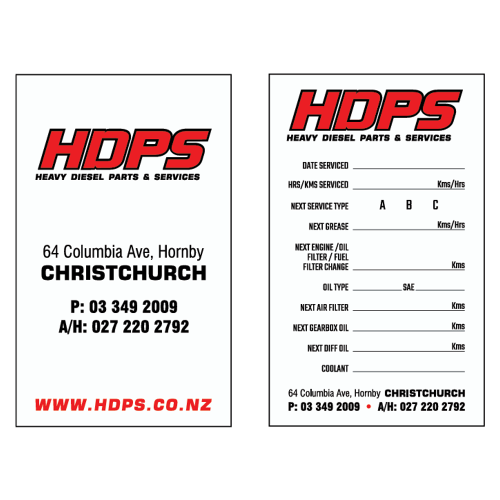 HDPS - Commercial Service Label Christchurch 90x55mm