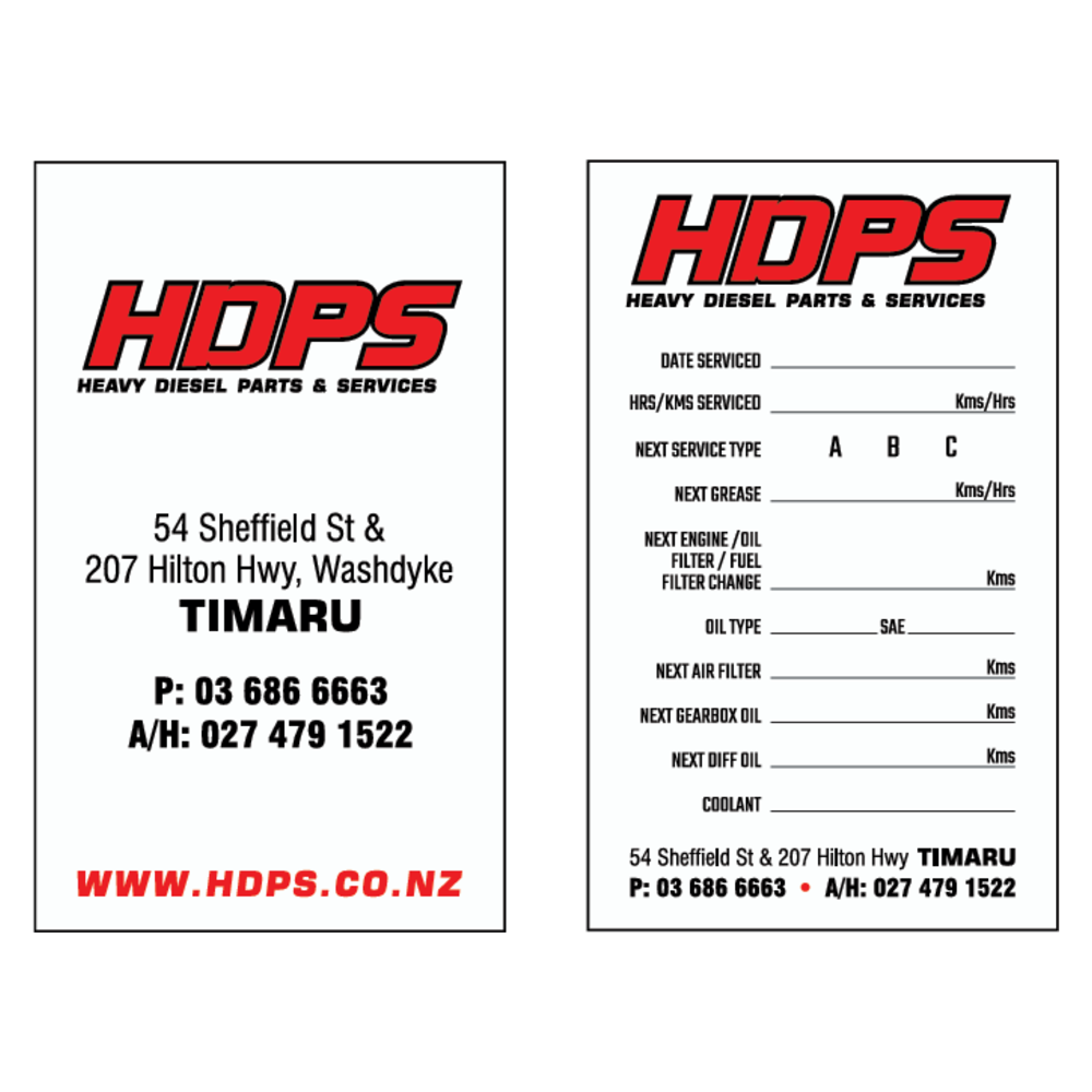 HDPS - Commercial Service Label Timaru 90x55mm
