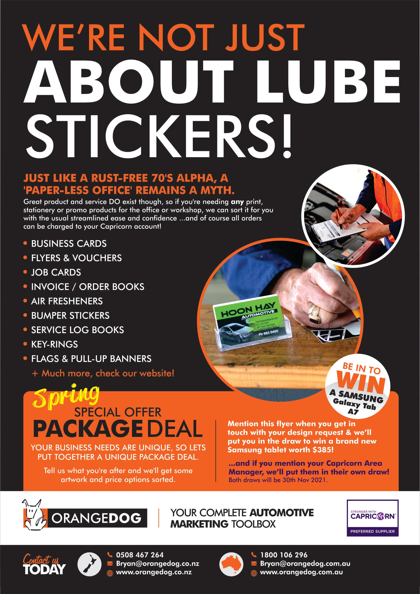 We're not just about lube stickers! Just like a rust-free 70s Alpha, a 'paper-less' office remains a myth.