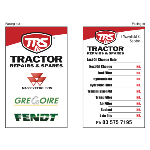TRS - Tractor Major Service Label 90x55mm Synthetic