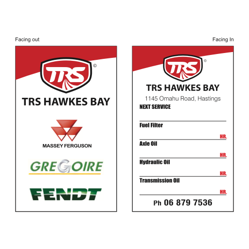 TRS - Tractor Minor Service Label 90x55mm Synthetic