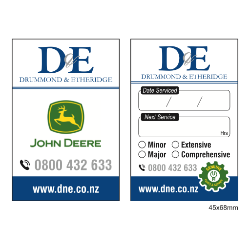 D&E - John Deere Tractor Service Labels 45x68mm