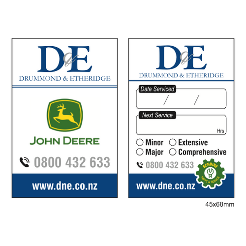 D&E - John Deere Tractor Service Labels 45x68mm
