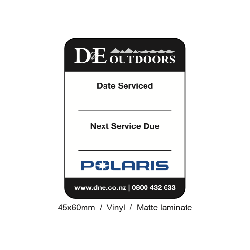 D&E - Outdoors Polaris Service Label Vinyl Matt Lam 45x60mm