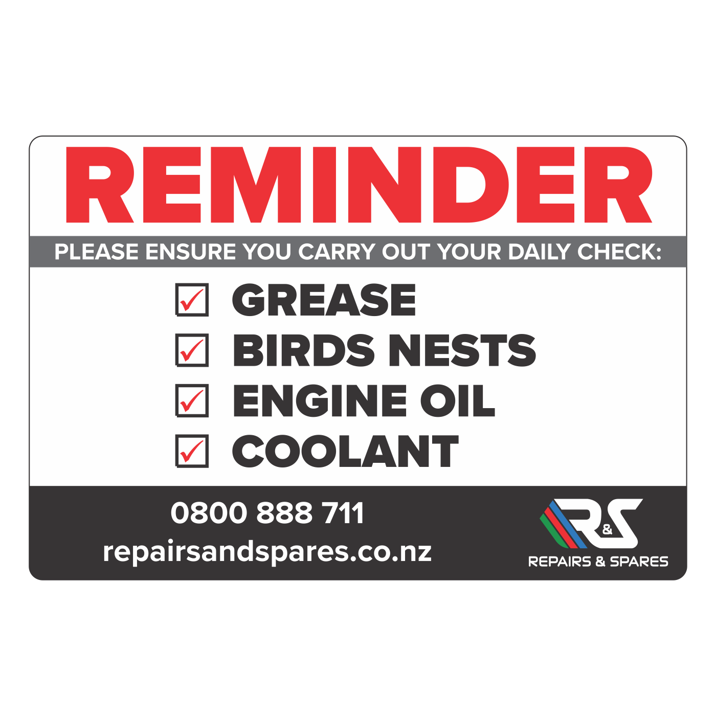 R&S Reminder Vinyl 148x100mm